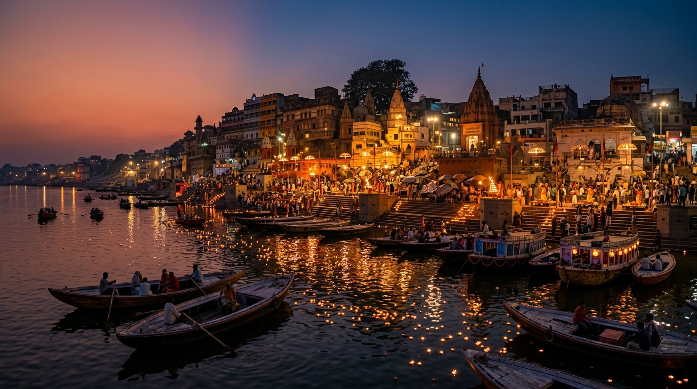 Historic Ghats of Varanasi along River Ganges
